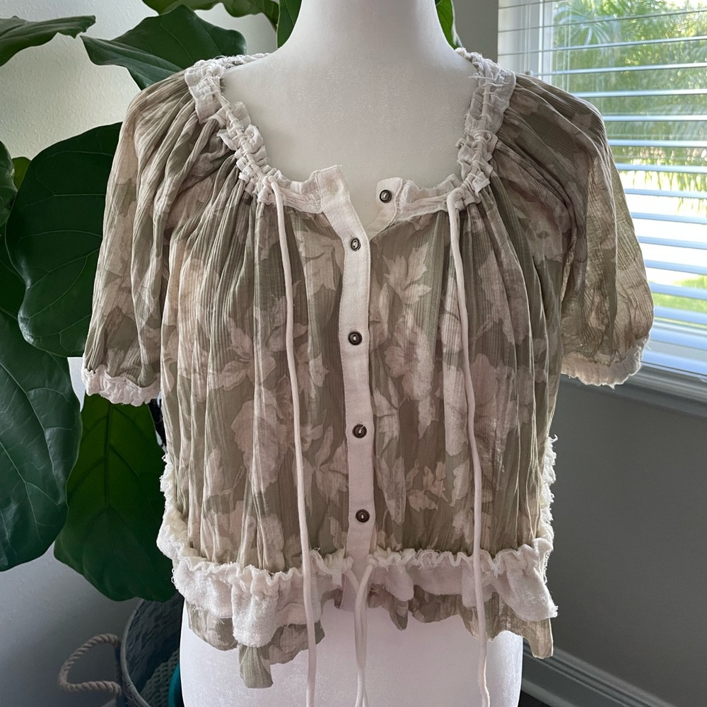 FREE PEOPLE PERFECT DAY GATHERED TOP XS